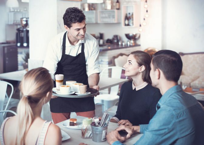 Serving coffee
