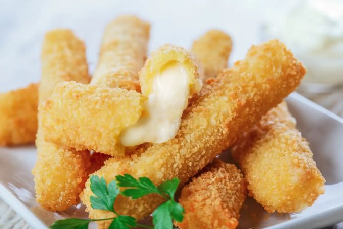 Mozzarella sticks on a plate