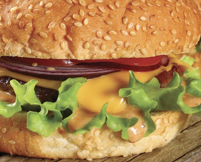 Cheeseburger with red cheddar