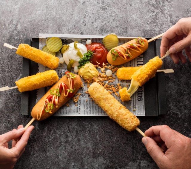 Mozzarella 'corn dogs'